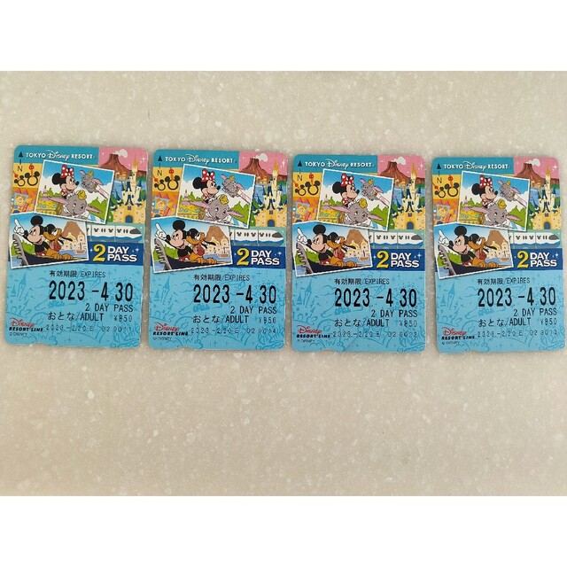 Disney(ディズニー)のディズニーリゾートライン 乗車カード 4枚セット チケットの施設利用券(遊園地/テーマパーク)の商品写真