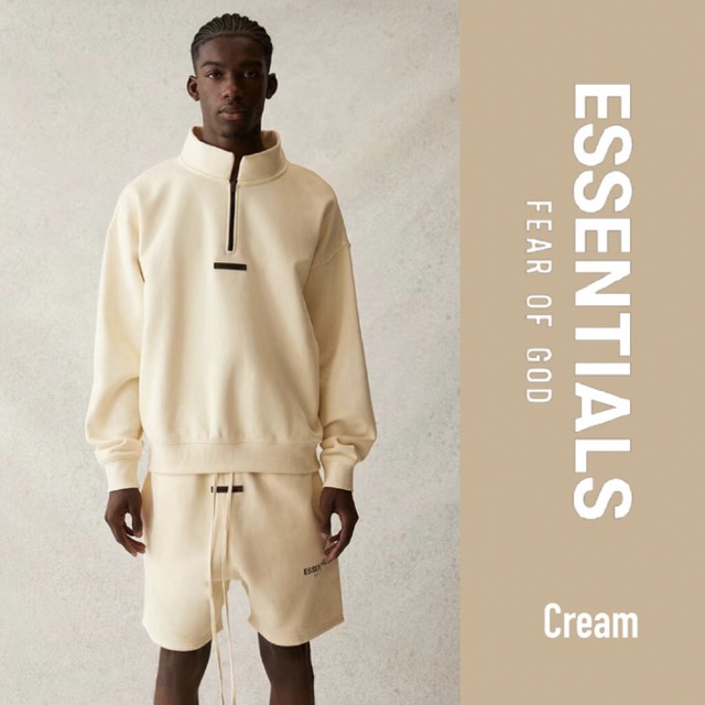 ［］ESSENTIALS Half-Zip Hoodie L