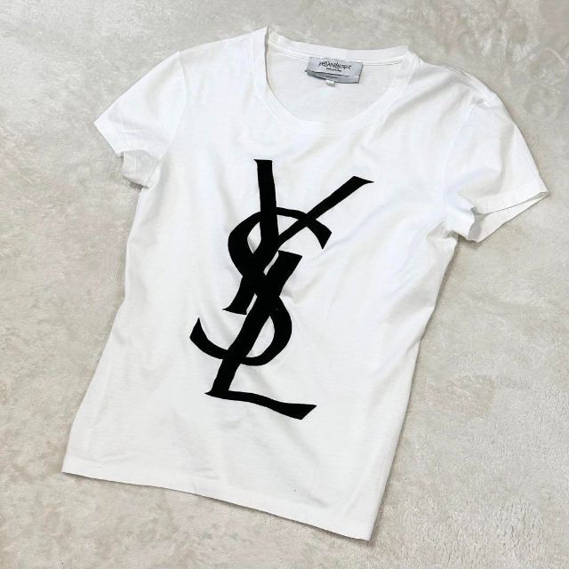 サンローランパリ 457556 Y2OP1 カサンドラロゴ刺繍Tシャツ S