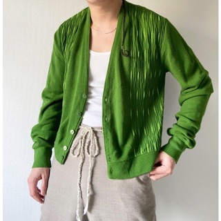 vintage 国際婦人服裁縫労働者同盟 緑 デザイン アクリルカーディガン