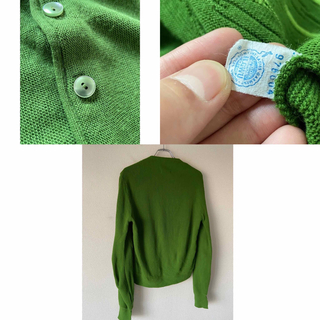 vintage 国際婦人服裁縫労働者同盟 緑 デザイン アクリルカーディガン