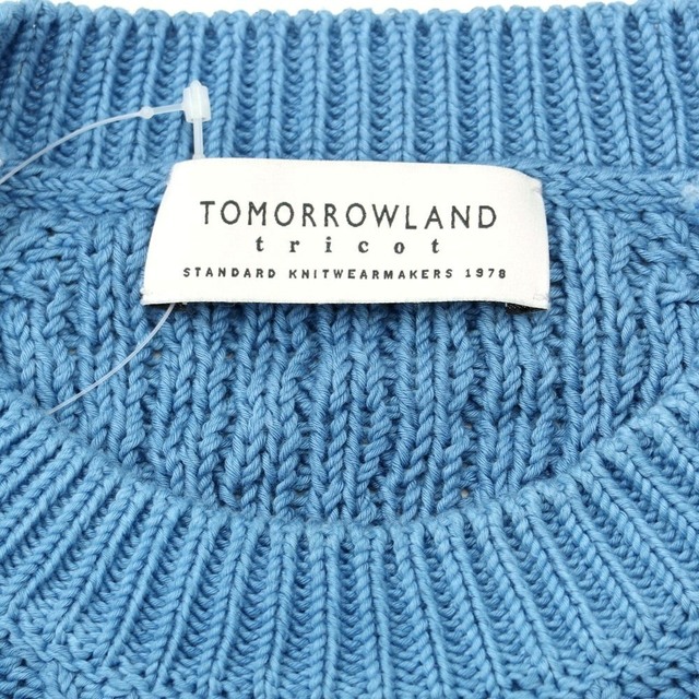 TOMORROWLAND(トゥモローランド)の【中古】トゥモローランド TOMORROWLAND 製品染め ミドルゲージコットン ケーブル編み クルーネックニット ライトブルー【サイズL】【メンズ】 メンズのトップス(ニット/セーター)の商品写真