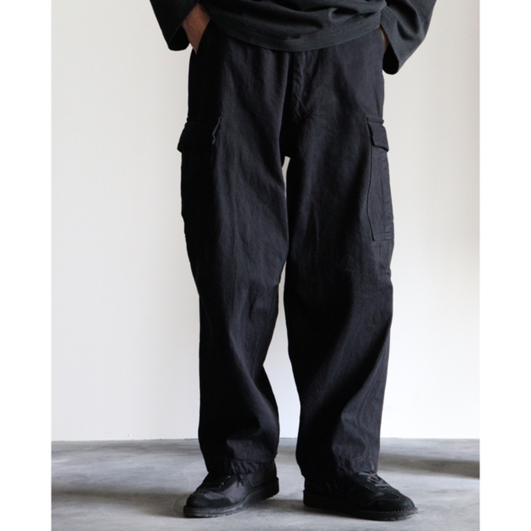 3 comoli b.d.u.ブラックデニムカーゴパンツ コモリ