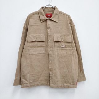 Dickies ディッキーズ × RHC シャツ トップス ベージュ XS 長袖 ワーク ポケット ツイル ポリエステル コットン 綿 おしゃれ シンプル 無地 きれいめ 大人女子 ブランド カジュアル ベーシック 羽織り 【レディース】