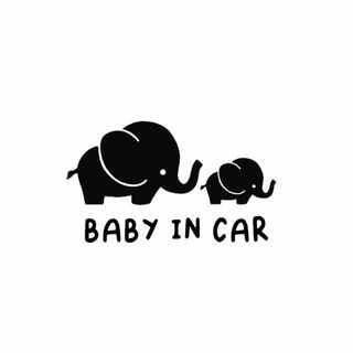 ぞうさん 親子 Baby in car ベイビーインカー ステッカー 窓(車外アクセサリ)