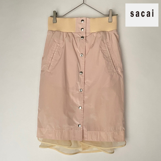 サカイ(sacai)のsacai サカイ ドッキング スカート チュール 異素材 ライトピンク(ひざ丈スカート)