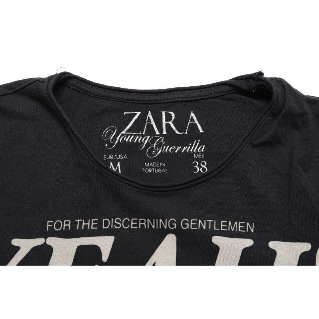 ZARA(ザラ)の美品★ZARA ザラ★ピクチャーデザインクルーネック半袖TシャツM★ブラック黒 メンズのトップス(Tシャツ/カットソー(半袖/袖なし))の商品写真