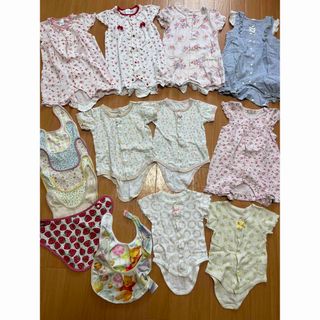 女の子　60㎝～80cm ロンパース　スタイ　おまとめセット　17点(ロンパース)