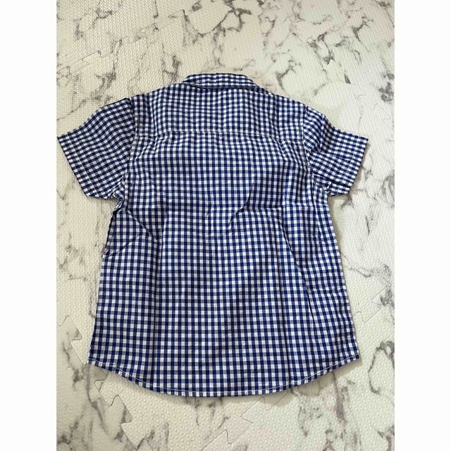 NEXT(ネクスト)のブルーギンガムチェック半袖シャツ キッズ/ベビー/マタニティのキッズ服男の子用(90cm~)(ブラウス)の商品写真