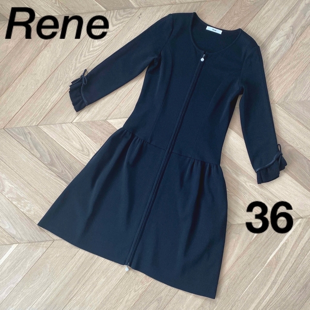 René - ルネ 36ワンピース 黒 オフィス お受験 通園 通学 フォクシー
