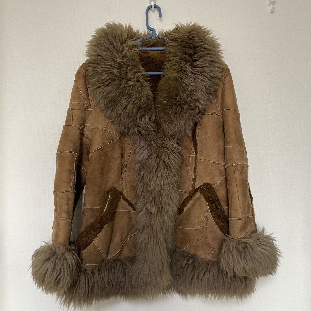 男性でも女性でも着られます80年代 本革羊皮 羊毛ユニセックス ムートンコート
