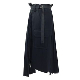 サカイ(sacai)の[USED/中古]Sacai サカイ スカート コットンポプリン プリーツスカート 巻き ラップ マキシ Cotton Poplin Pleated Skirt 19-04542 ブラック ブラック ウール 1 19-04542 中古 ai-tdc-003562-4e(その他)