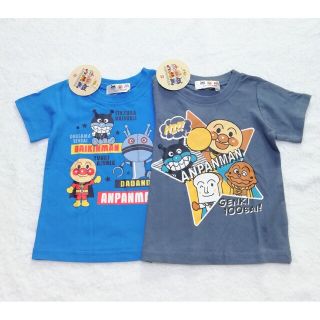 アンパンマン(アンパンマン)の新品　100cm　アンパンマン　男の子半袖Tシャツ2枚セット　だだんブルー×パg(Tシャツ/カットソー)