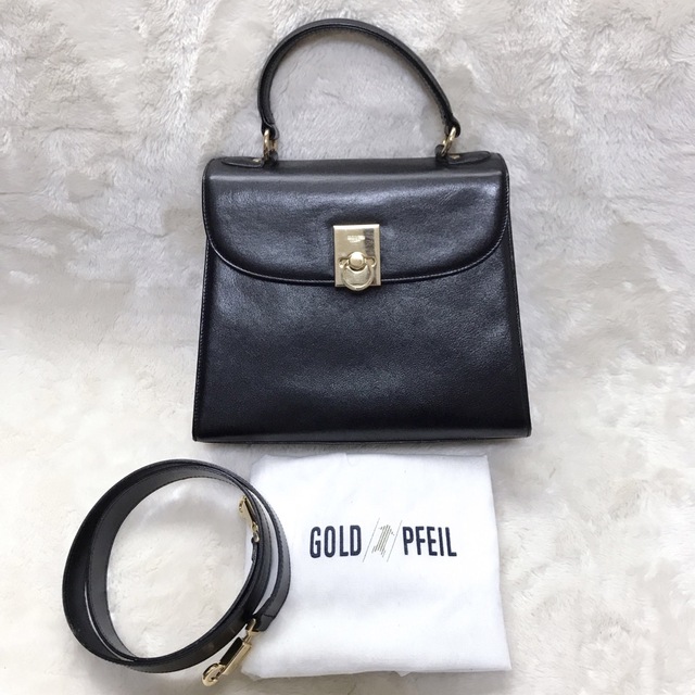 極美品  GOLD PFEIL 2way 台形 ハンドバッグ ショルダーバッグ9cmショルダー