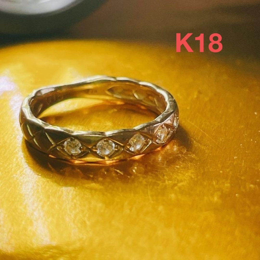 K18 ダイヤモンドリング　0.15ct　ピンキーリング　エタニティ