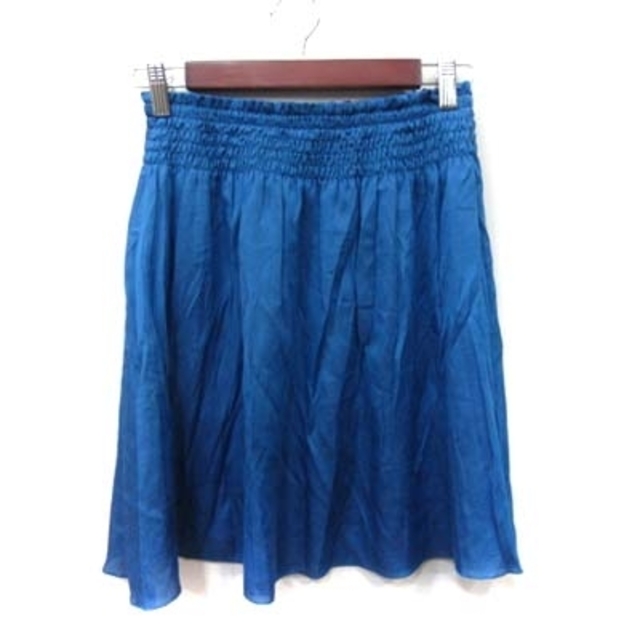 SHIPS(シップス)のシップス フレアスカート ギャザー ひざ丈 青 ブルー /YI レディースのスカート(ひざ丈スカート)の商品写真