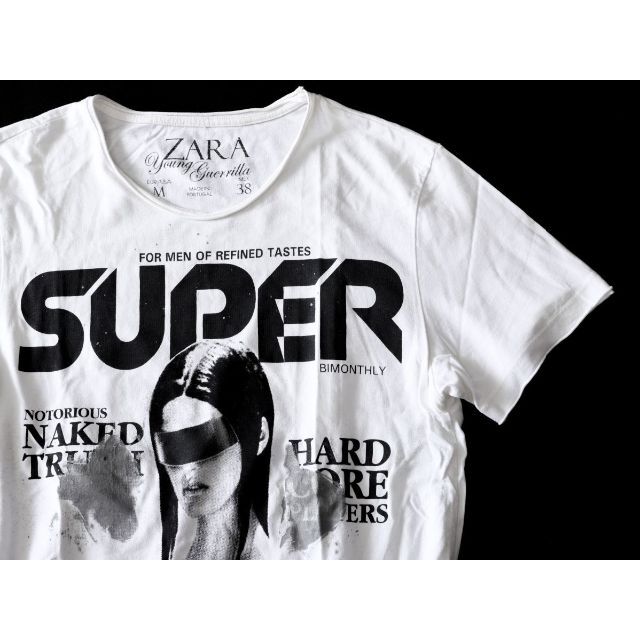 ZARA(ザラ)のZARA★SUPER BIMONTHLY丸首半袖TシャツM★ホワイト白★難有 メンズのトップス(Tシャツ/カットソー(半袖/袖なし))の商品写真