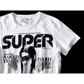 ザラ(ZARA)のZARA★SUPER BIMONTHLY丸首半袖TシャツM★ホワイト白★難有(Tシャツ/カットソー(半袖/袖なし))