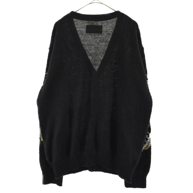 WACKO MARIA ワコマリア 20AW ×TIM LEHI MOHAIR CARDIGAN ティムリーハイコラボ 袖ドラゴン刺繍モヘアカーディガン ブラック WACKO MARIA ワコマリア 20AW ×TIM LEHI MOHAIR CARDIGAN ティムリーハイコラボ 袖ドラゴン刺繍モヘアカーディガン ブラック