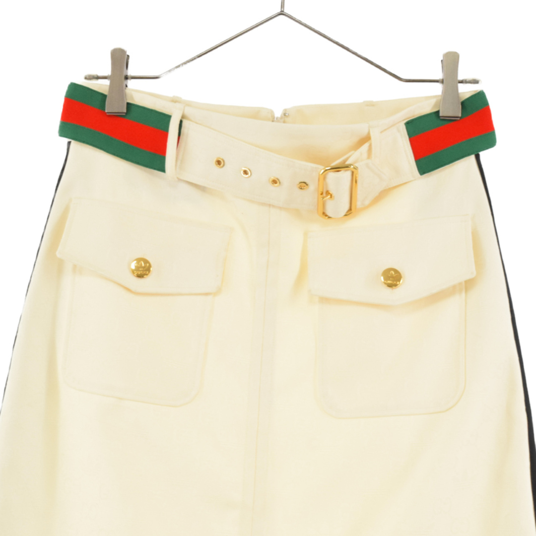 Gucci(グッチ)のGUCCI グッチ x adidas GG トレフォイル ジャカード スカート 702988 ZAI22 9133 ホワイト レディース レディースのスカート(ひざ丈スカート)の商品写真