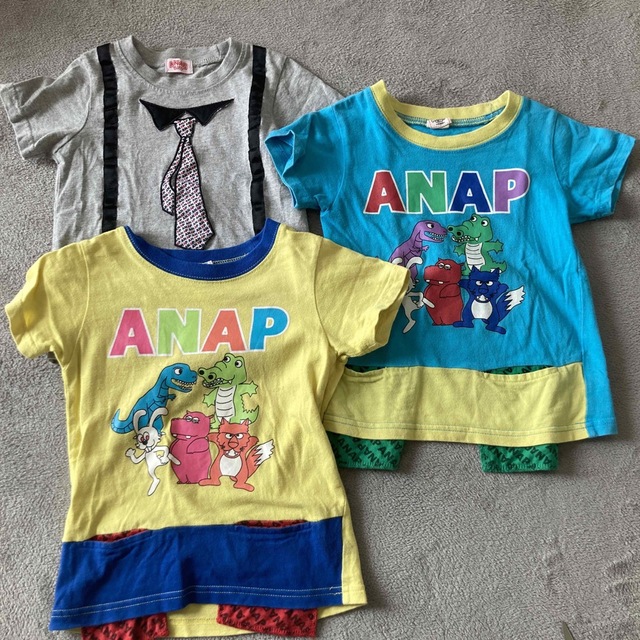 ANAP(アナップ)の100cm×3枚セット　アナップTシャツ キッズ/ベビー/マタニティのキッズ服男の子用(90cm~)(Tシャツ/カットソー)の商品写真