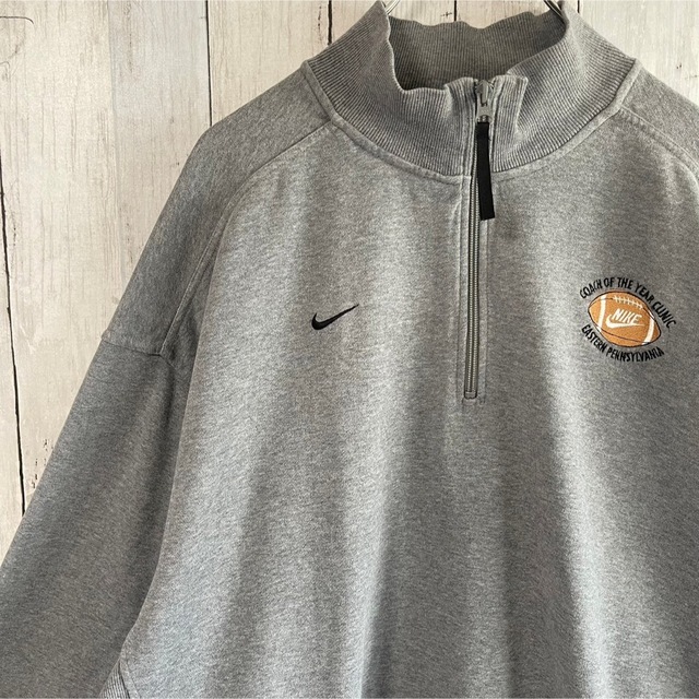 NIKE ナイキ スウェット XL ハーフジップ 刺繍ロゴ 企業ロゴ カレッジ