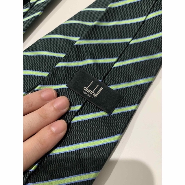 Dunhill(ダンヒル)のダンヒル　dunhill LONDON ネクタイ　グリーン　ストライプ　シルク メンズのファッション小物(ネクタイ)の商品写真