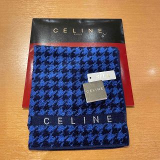 セリーヌ(celine)のセリーヌシルク混ハンカチ千鳥格子ブルー(ハンカチ)