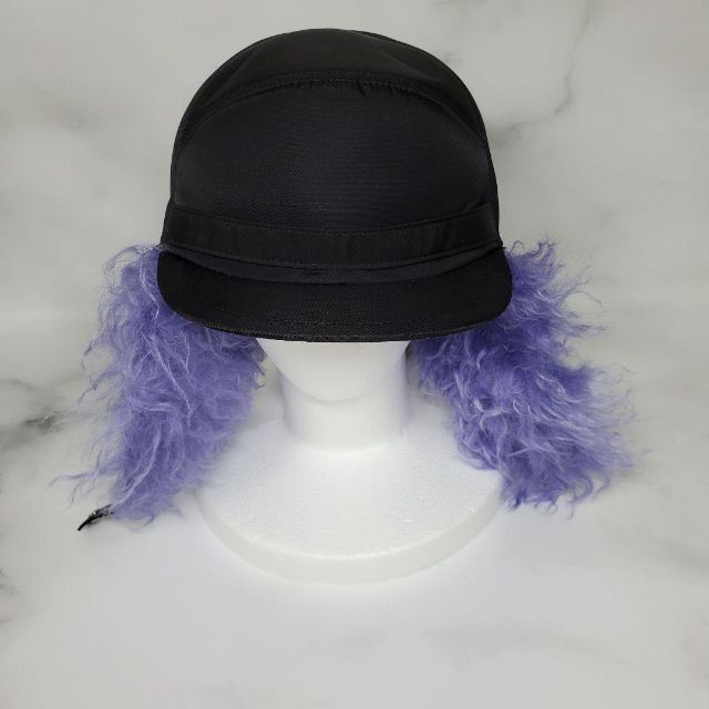PRADA プラダ ナイロンフライトキャップ 三角ロゴ モヘヤファー TH089