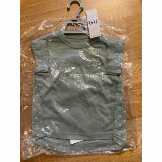 ジーユー(GU)の90 半袖　シャツ　ドット　薄緑　未使用　タグ付き　カバー付き　ハンガー付き(Tシャツ/カットソー)