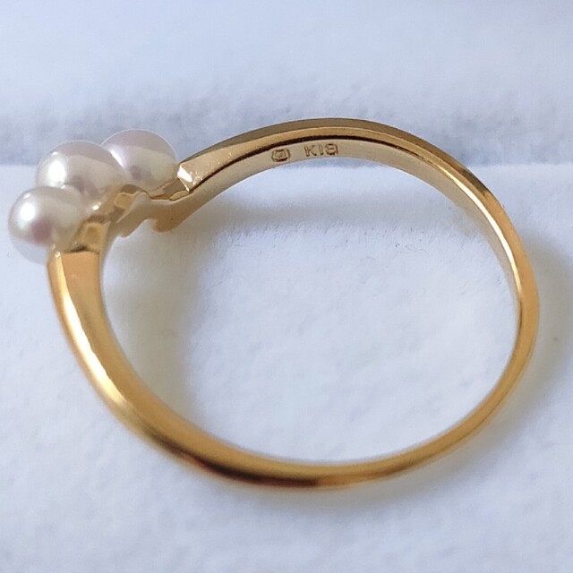 ミキモト ダイヤモンド×ベビーパール リング K18YG 4.0mm 1.8g-