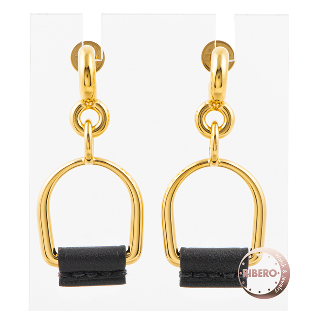 ダブル/ミストブルー 美品【HERMES 】ピアス エリタージュ エスケトル
