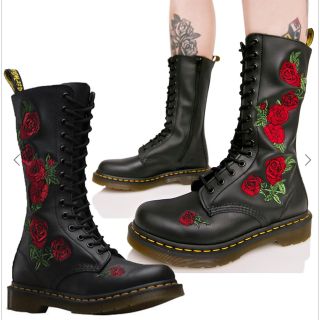 【限定モデル】Dr.Martens 花柄　刺繍　レザー　スカル　髑髏