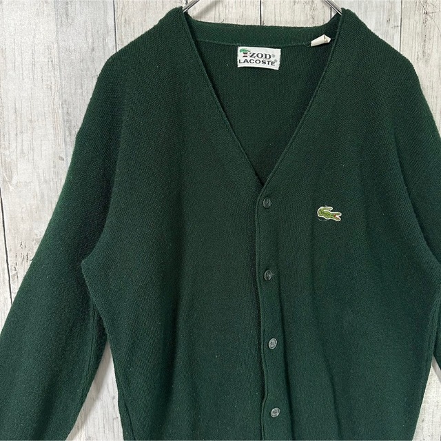 IZOD LACOSTE ラコステ カーディガン 刺繍ロゴ 糸巻きタグ 70s