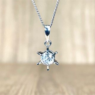 シンプル!Pt900/850 一粒ダイヤ ネックレス 2.39g M1320 - ネックレス