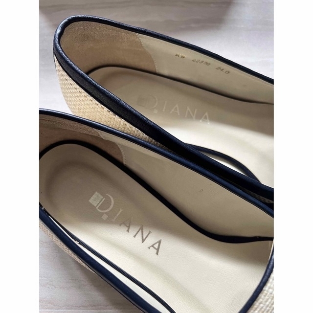 DIANA(ダイアナ)のダイアナ　JJコラボ　リボンローファー パナマ素材　24㎝ レディースの靴/シューズ(ローファー/革靴)の商品写真