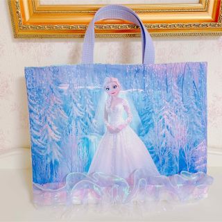 レッスンバッグ　女の子　アナ雪　エルサ　紫　水色　リバーシブル　トート　バッグ(外出用品)