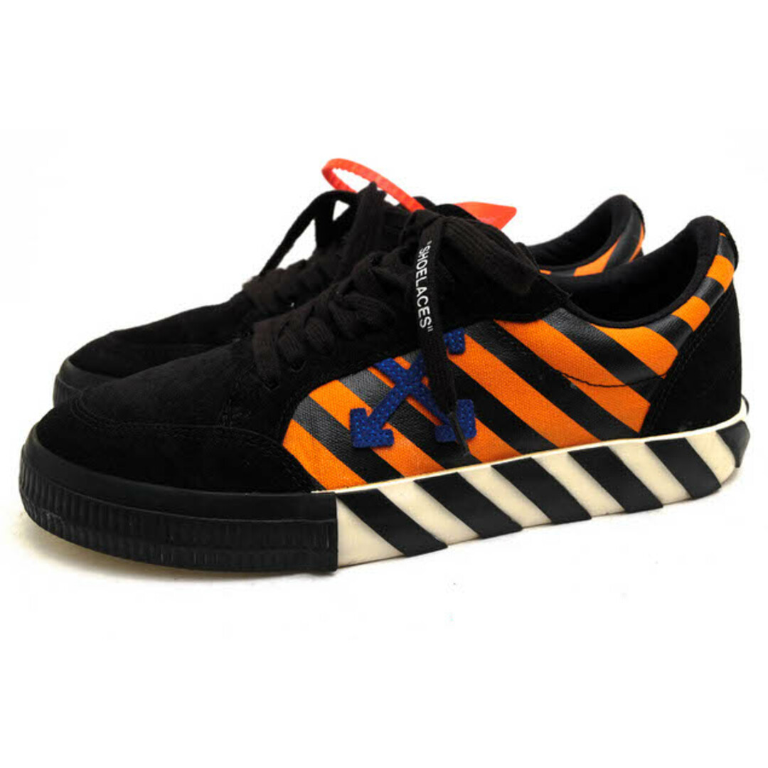 305センチワイズOFF-WHITE オフホワイト VULC LOW BLACK ローカットスニーカー ブラック