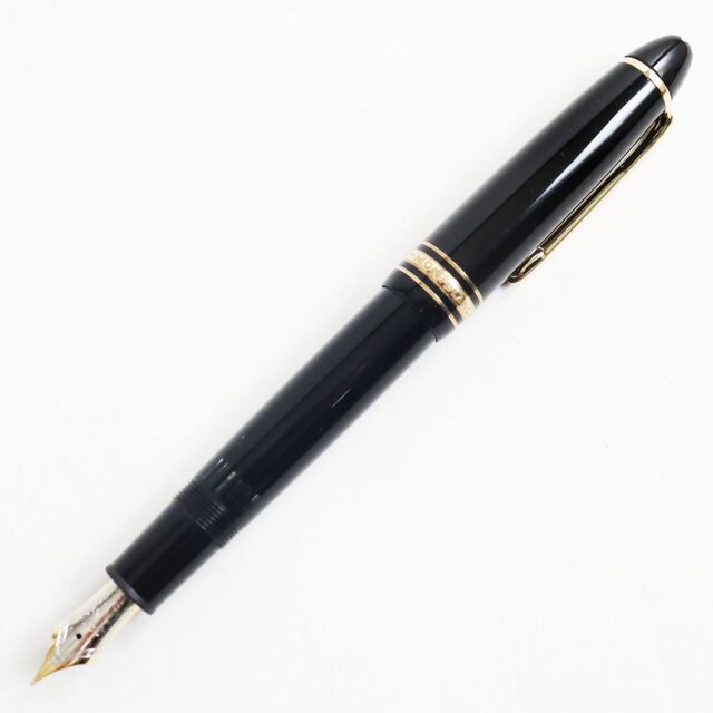 美品●MONTBLANC モンブラン NO.146 マイスターシュテュック ホワイトスター ペン先14K 万年筆 ブラック×ゴールド Fニブ ケース/インク付　q11-st30322-702