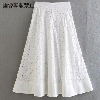 🎀4月新作🛍11032◇white エンブロイダリー 刺繍 フレアスカート(ロングスカート)