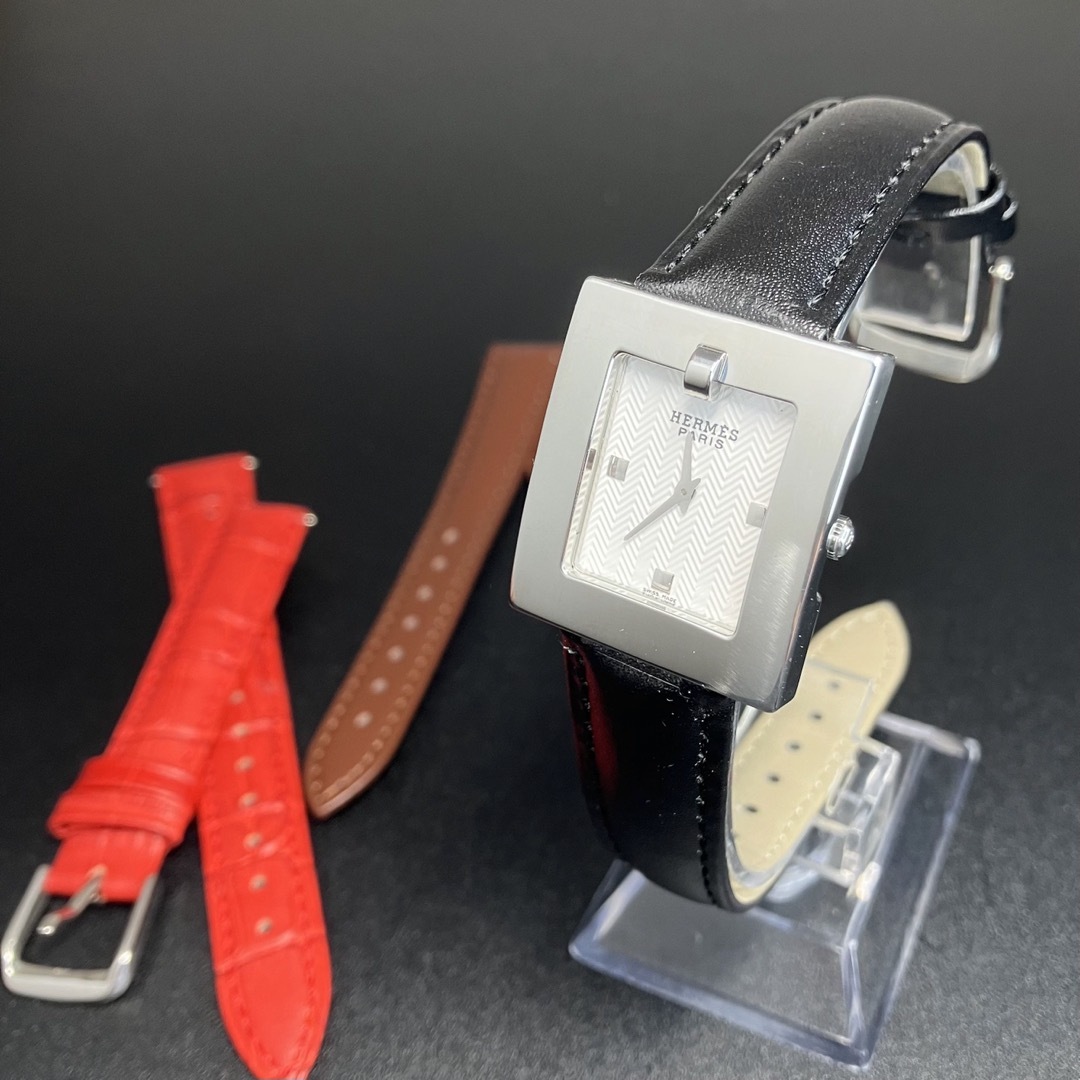 Hermes(エルメス)の【良品 可動品】エルメス 腕時計 Hウォッチ スクエア メンズ 兼用 正規品 メンズの時計(腕時計(アナログ))の商品写真