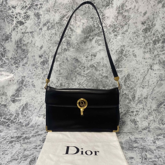 Dior ディオール カーフ レザー セミショルダーバッグ ブラック 金具-