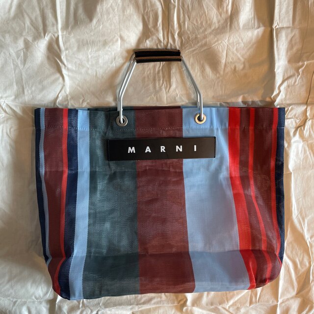 MARNI マルニ　フラワー マーケット カフェ バッグ ラッカーレッド