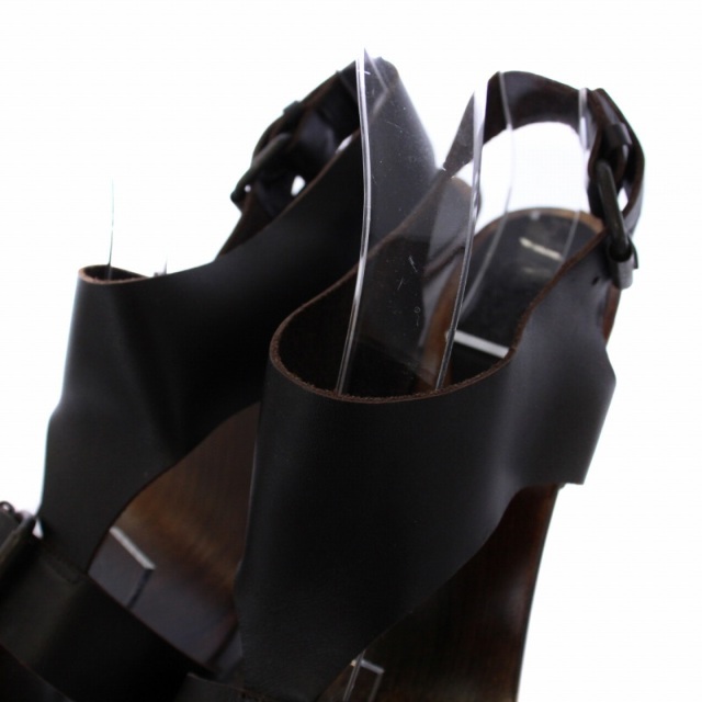DEUXIEME CLASSE(ドゥーズィエムクラス)のドゥーズィエムクラス ウッドサンダル ハイヒール レザー 25cm 茶 レディースの靴/シューズ(サンダル)の商品写真