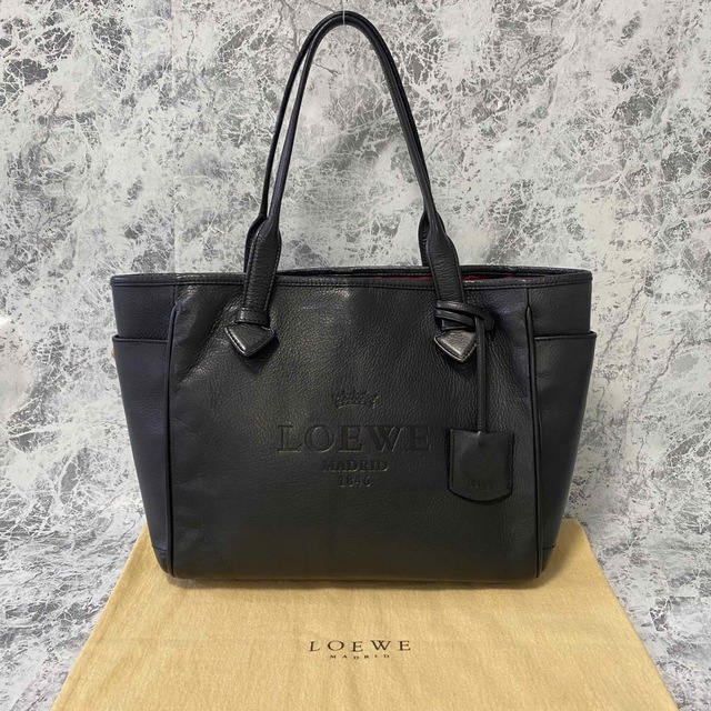 美品】ロエベ ヘリテージ トートバッグ レザー チャーム ピンク A4収納