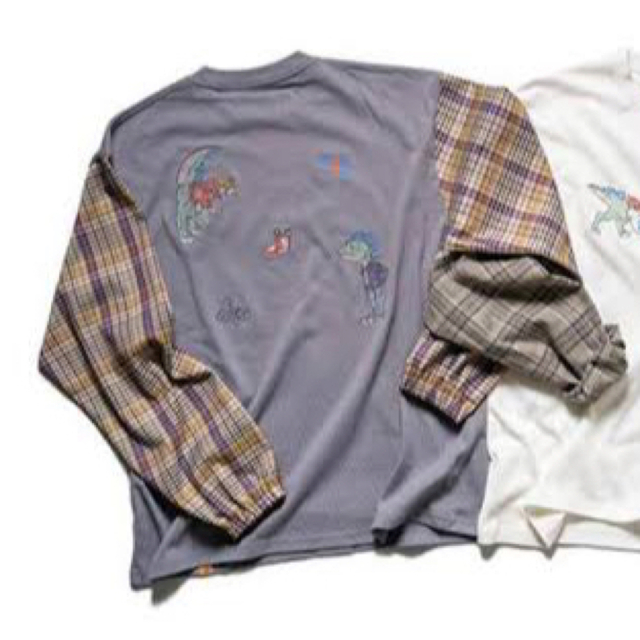left alone チェックTシャツ ラベンダー