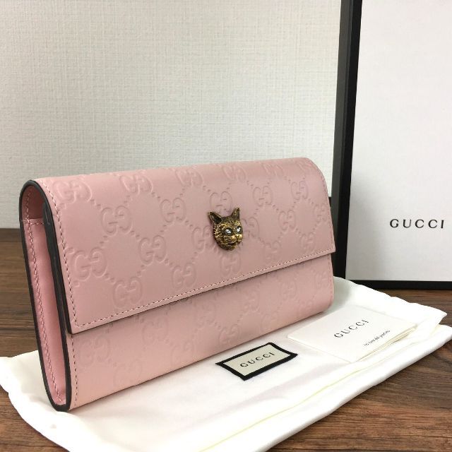 Gucci - 極美品 GUCCI 長財布 548055 キャット ピンク 490の通販 by