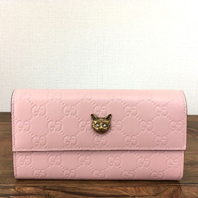 Gucci - 極美品 GUCCI 長財布 548055 キャット ピンク 490の通販 by