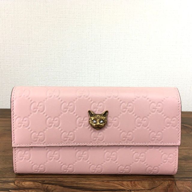 Gucci   極美品 GUCCI 長財布  キャット ピンク の通販 by