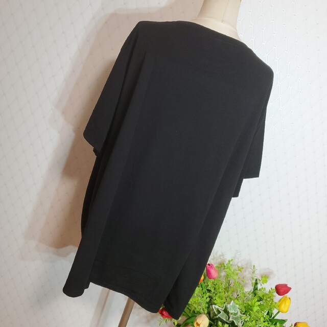 613『5L』ポイントブラックTシャツ♡チュニック♡大きいサイズ レディースのトップス(Tシャツ(半袖/袖なし))の商品写真